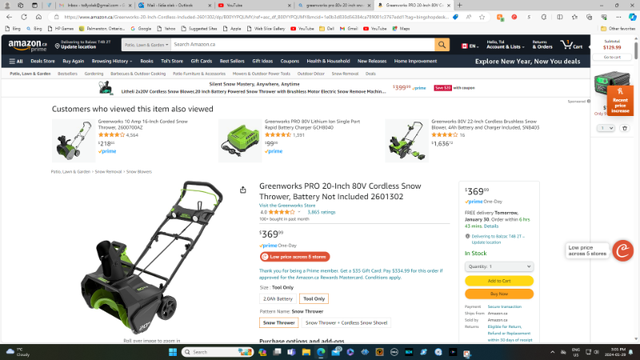 NEW Greenworks Pro 80V Cordless Snow Shovel 12 In in Outdoor Tools & Storage in Stratford - Image 9