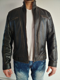 Leather jacket distressed cowhide XL