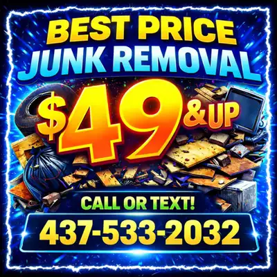 $49 BEST PRICE JUNK REMOVAL @ 437-533-2032, View more