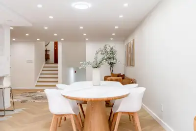 Oak Oval and Marble Dining Table  + 6 chairs, View more