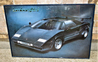 Vintage Framed 1984 Lamborghini Countach Airbrush Poster England