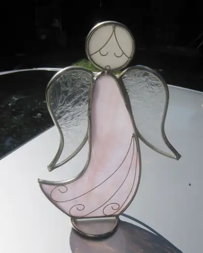 Real $30 Stained Glass Angel Figurine Suncatcher 9" Tall, View more