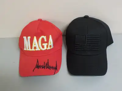 Both are brand new and the Maga hat has Trump's signature woven into it. Not signed by hand! The red...