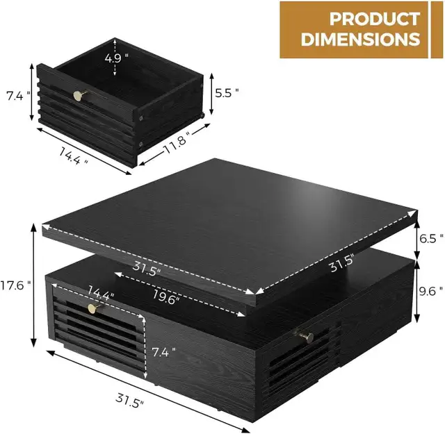 Coffee Table with LED Light and Charging Station in Coffee Tables in Ottawa - Image 5