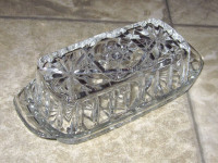 Vintage Anchor Hocking cut glass butter dish