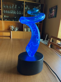 Vtg. TWISTED PLASMA MOTION LAMP, Sculptural Glass ART MOOD LIGHT