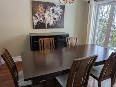Dining Set (5 Chairs) + Ashley Buffet + Wall Art – $600 Bundle, View more