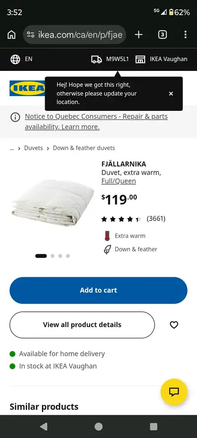 duvet Warmest IKEA full/queen Brampton L6Y4R5 , View more