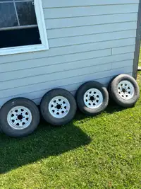 13” 5 bolt trailer rims and tires 