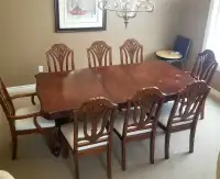 Vintage solid wood dining set with EIGHT chairs