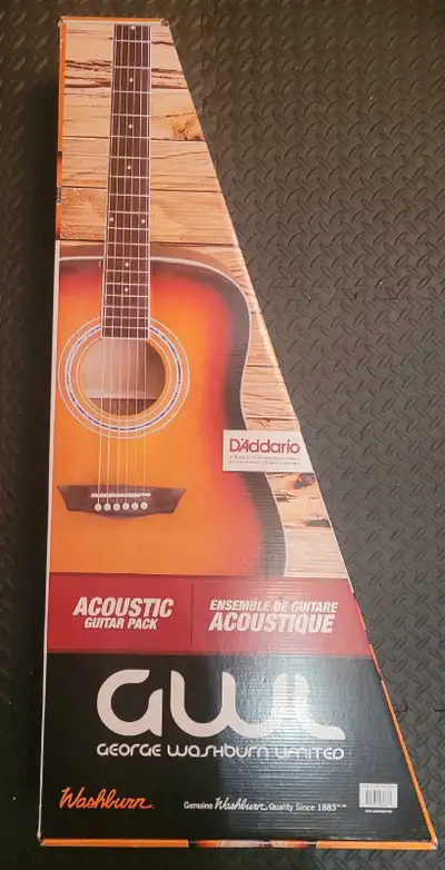This George Washburn acoustic guitar is in good condition and ready to play! It has a sunburst finis...
