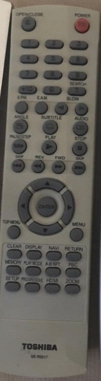 DVD Player Remote control Toshiba SE-R0217