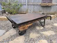 Antique Industrial Grain Cart Coffee table