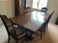 Vintage 1970s dining table and six chairs 
