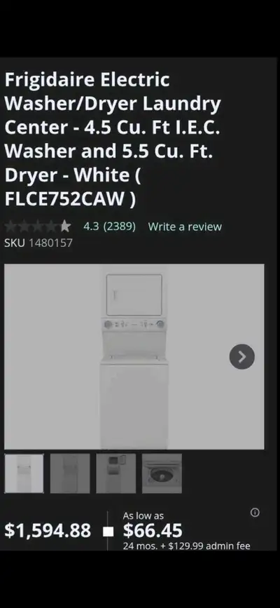Frigidaire Electric Washer/Dryer Laundry Center, View more