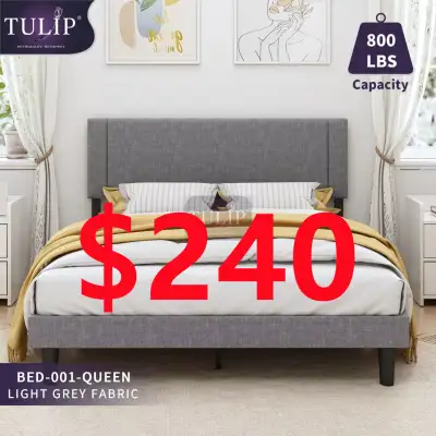 █♣█$240 TULIP® BRAND NEW FABRIC BED FRAME#1~ QUEEN SIZE