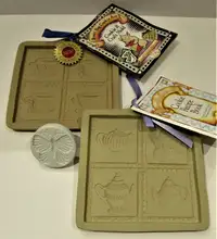 2 NEW"TEA" COOKIE/CRAFT MOLDS & A COOKIE STAMP