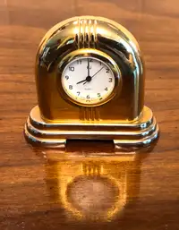 Vintage classic miniature solid brass clock 2” tall