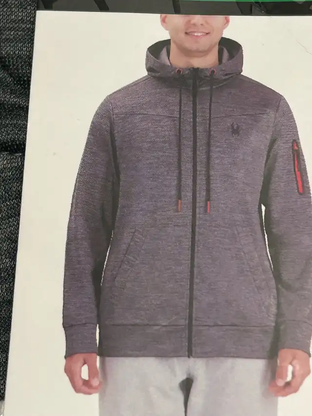 Brand New Spyder Active Men’s Hooded Full Zip Jacket - Grey in Men's in Calgary - Image 7