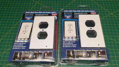 Two Wall Outlet Cover Plate with guide LED Night Light, View more