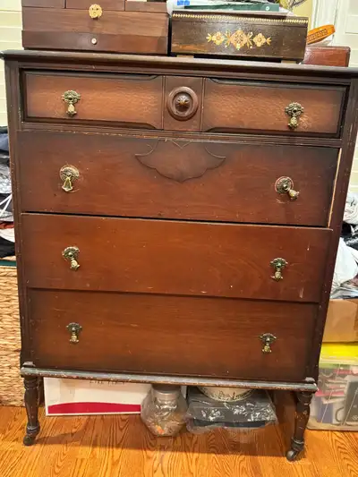 Vintage Four-Drawer Wood Dresser, View more