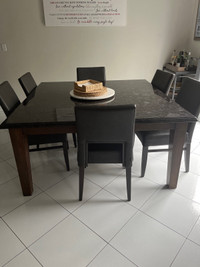 Black solid custom made granite dinning table 