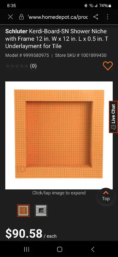 Schluter Kerdi-Board-SN Shower Niche 12 in. W x 12 in., View more