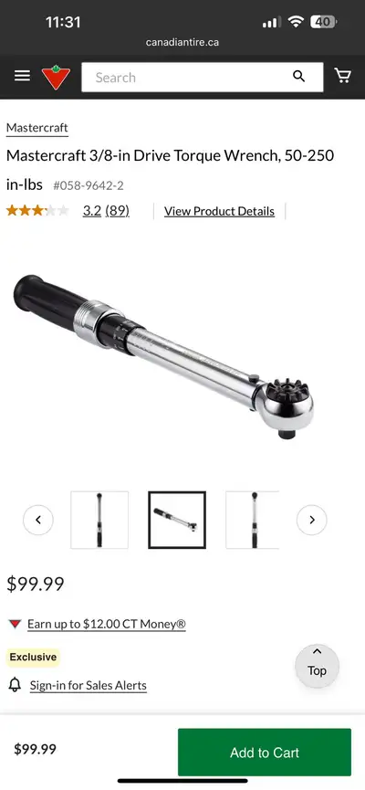 Mastercraft 3/8-in Drive Torque Wrench, 50-250, View more