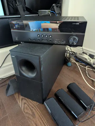 Home Theatre - Bose Subwoofer - Yamaha Receiver - KEF speaker, View more