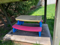 Free kids slide and picnic table