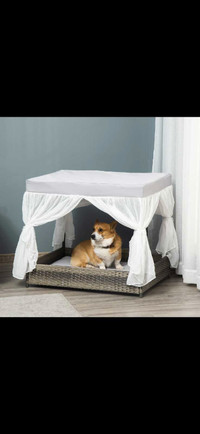 Wicker Dog House for Indoor Outdoor, Elevated Pet Sofa, Rattan C