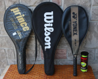 3 tennis racquets racket Wilson Yonex Cases balls all adults siz