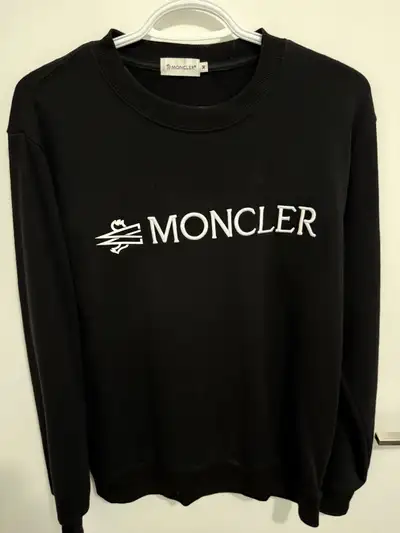 Black Designer-Style Logo Crewneck – Size M, View more