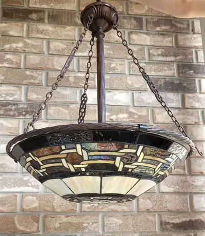 Elevate your space with this breathtaking inverted hanging Tiffany style pendant light! Perfect for...