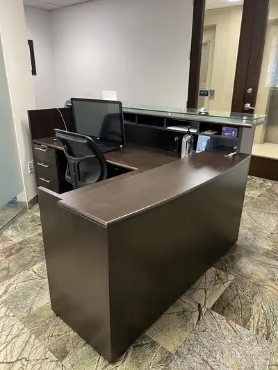 Simple and solid desks that have been used in a shared office space. Good size for a home setup or w...