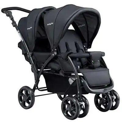Foldable Lightweight Double Baby Stroller-Black, View more
