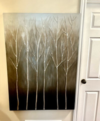 Abstract Silver & Gold  Tree Art on Canvass