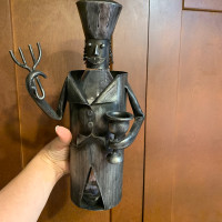 Metal chef wine holder sculpture. Host gift