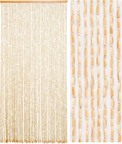 52 Strands 35.4" x 79" Bamboo and Wood Beaded Curtain for Doorwa, View more