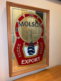 Vintage Molson Export Beer Bar mirror clock excellent condition