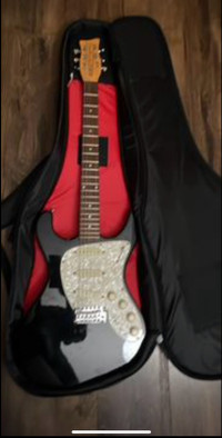 Danelectric Stratocaster style guitar and gig bag