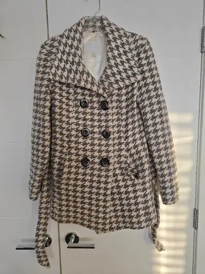 JOSEF Wool Houndstooth Women Winter Peacoat Button Jacket Size 4, View more