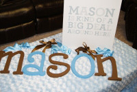 2 Pce Mason Picture & Mason Lettering - Blue /Brown
