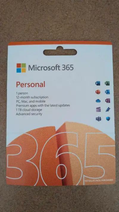 Selling a brand new, unused Microsoft 365 1-year subscription. Physical card with scratch-off code....