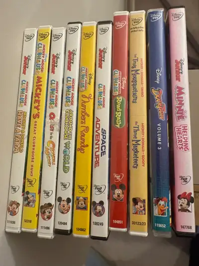 $15 total for all 29 titles 10 Micky Mouse Club house and Disney DVDs 10 Dora the Explorer DVDs 5 Bu...