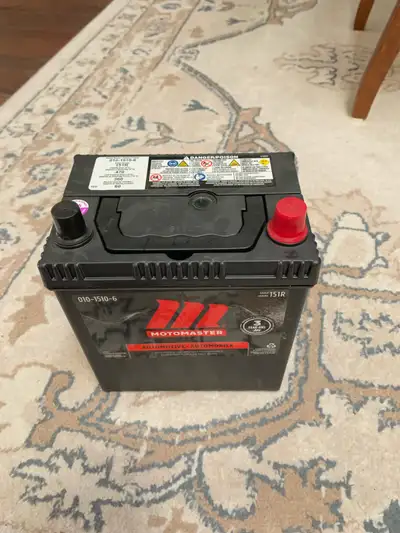 Brand new Motomaster car battery - never used, just purchased today. Sells for $200. P/N 010-1510-6....
