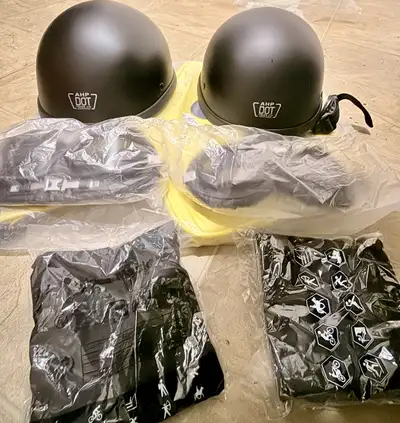 I'm selling a pair of brand new AHP DOT helmets, complete with goggles, balaclavas, and a convenient...