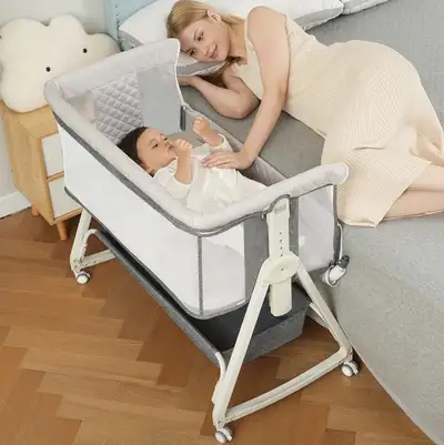 3-in-1 Baby Bedside Bassinet Sleeper with Wheels & Storage , View more