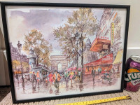  Three watercolor prints depicting scenes in Paris France