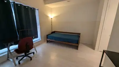 Room Details: - Master bedroom with private ensuite washroom - Furnished with bed, desk, - 2 closets...